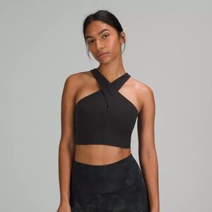 Express Black Structured Cross Front Crop Top – Size Small